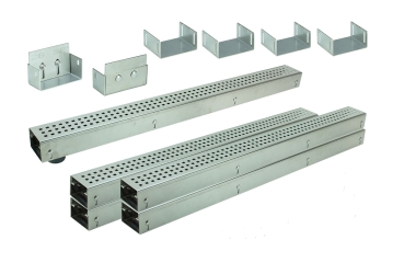 Edelstahlentwässerungsrinnen Bauhöhe 60 bis 80mm, Rost Quadratlochung SET Typ 5